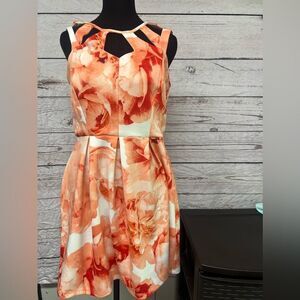 Sweet storm orange Sleeveless floral Dress.